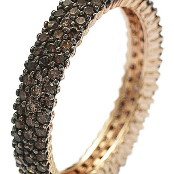 14K Rose Gold Plated Micro-Pave Brown CZ Eternity - Picture 10 of 10
